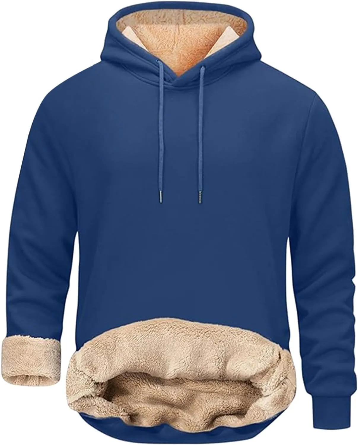 Mens Sweatsuit Sherpa Lined 2 Piece Sweatshirts Set Hooded Pullovers Fleece Sweatpants Winter Warm Thermal Tracksuits