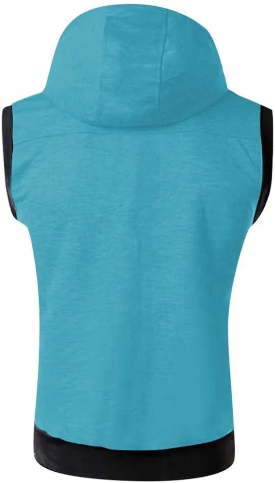 Mens Tank Top Hoodie Men's Sleeveless Zip Up Hooded Tank Tops T Shirt Hoodie Zip-up Vests Jacket