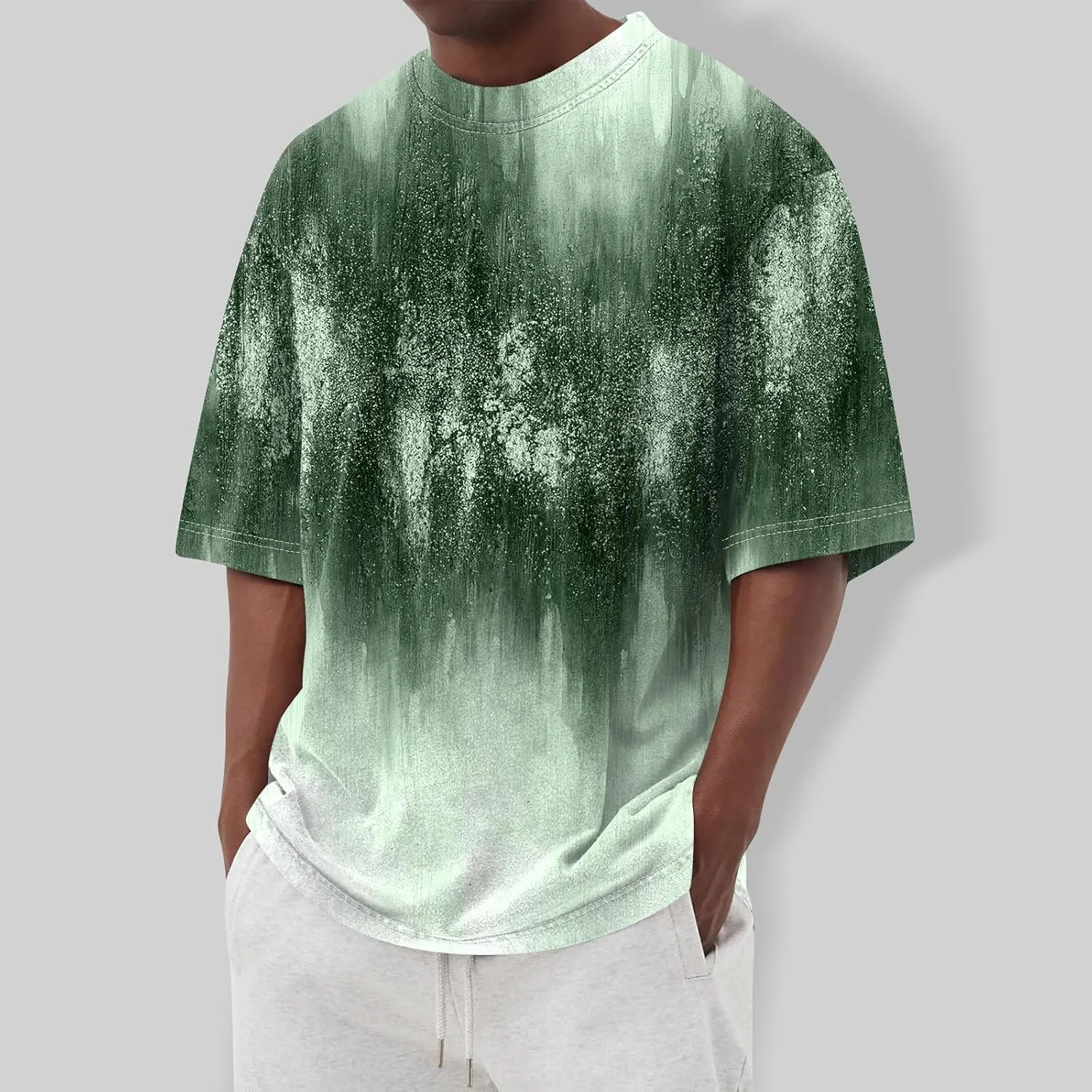 Men's Tie Dye T-Shirt Oversized Gradient Color Short Sleeve T-Shirt Summer Casual Crew Neck Loose Fit Tee Shirts