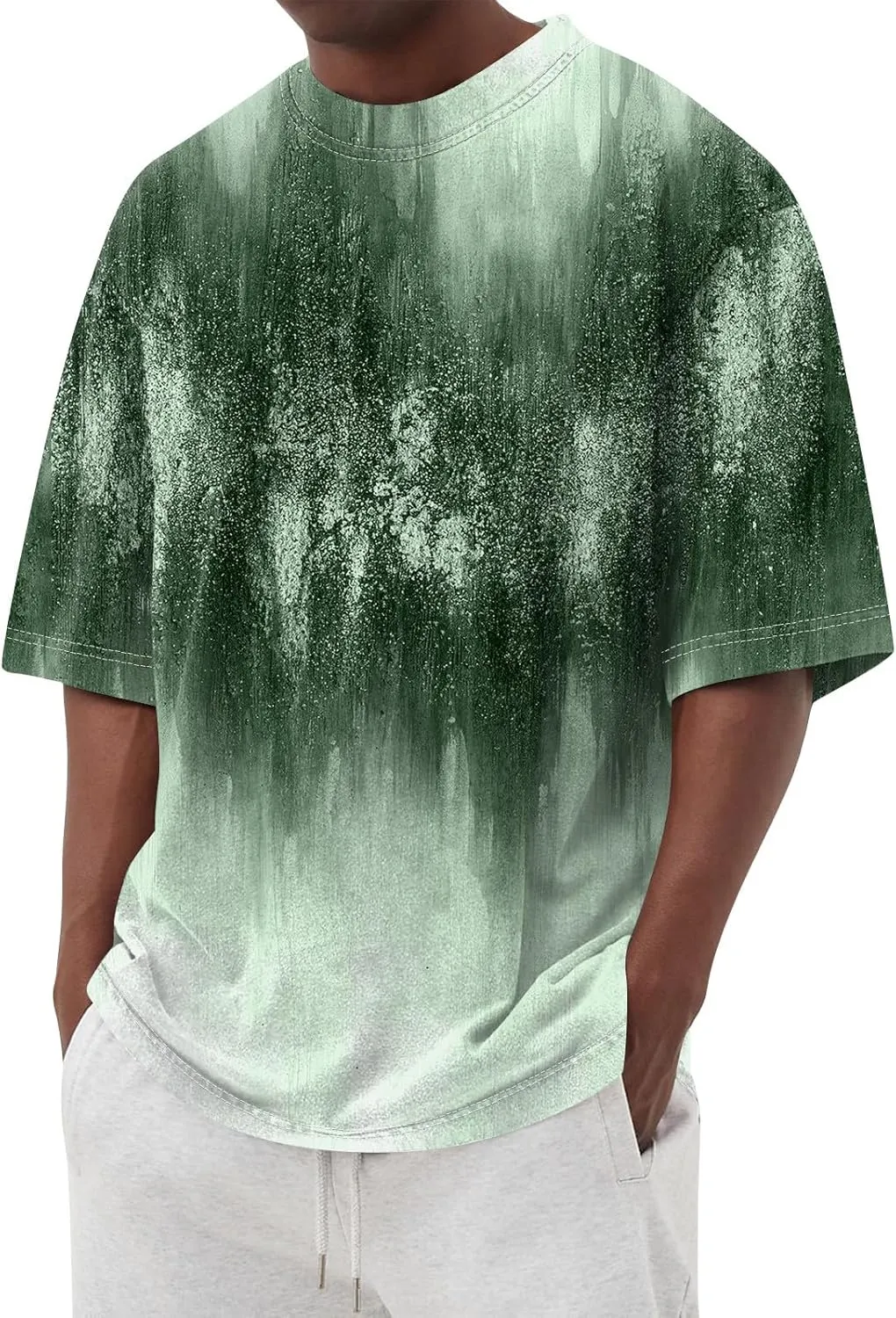 Men's Tie Dye T-Shirt Oversized Gradient Color Short Sleeve T-Shirt Summer Casual Crew Neck Loose Fit Tee Shirts
