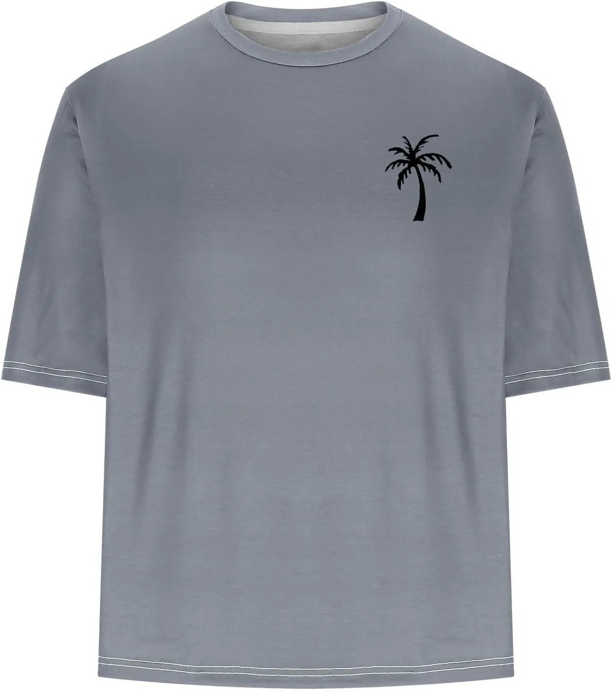 Men's Tropical Coconut Trees Printed Hawaiian T Shirt Short Sleeve Crew Neck Casual Summer Basic Tee Shirts Tops