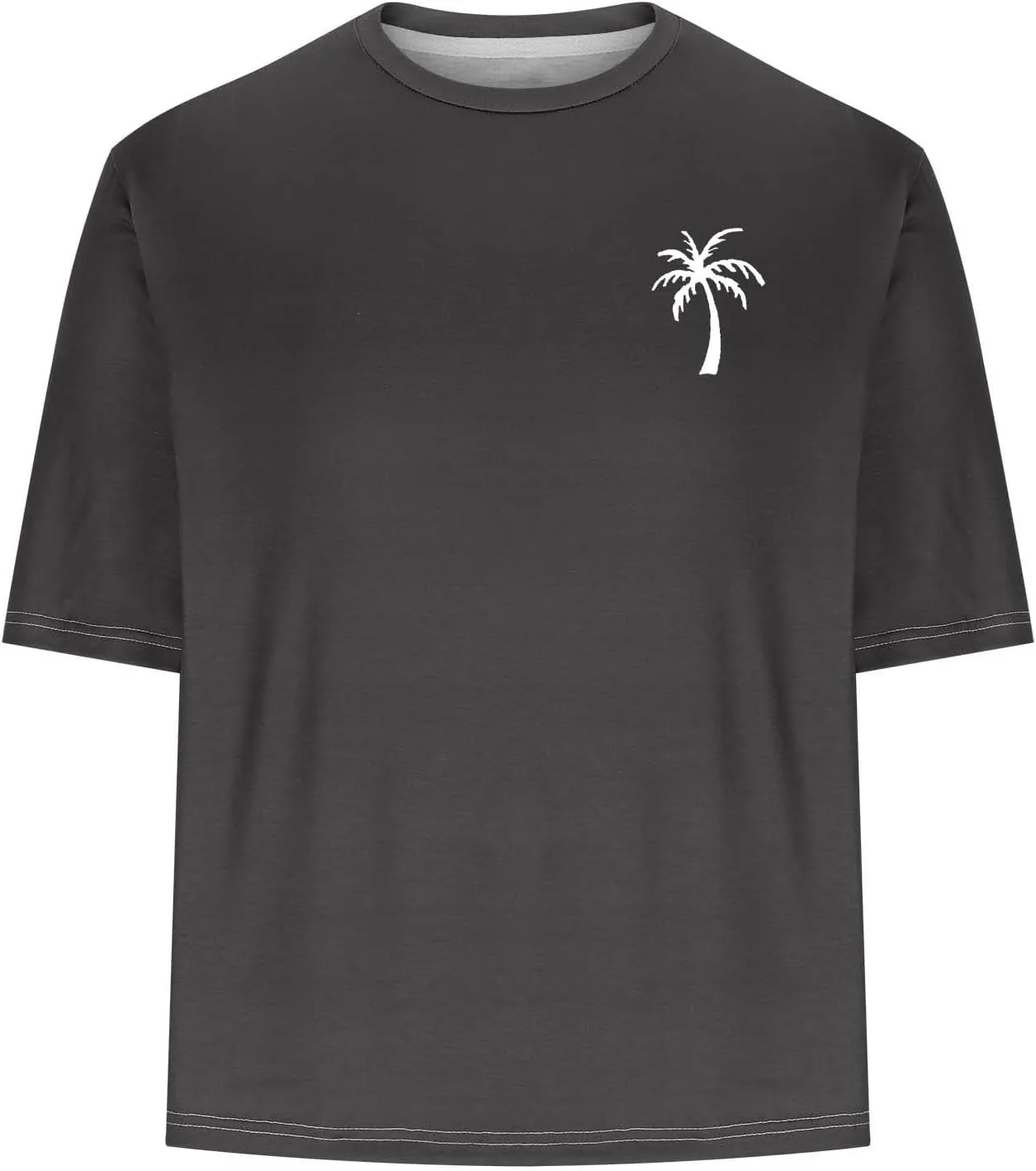 Men's Tropical Coconut Trees Printed Hawaiian T Shirt Short Sleeve Crew Neck Casual Summer Basic Tee Shirts Tops