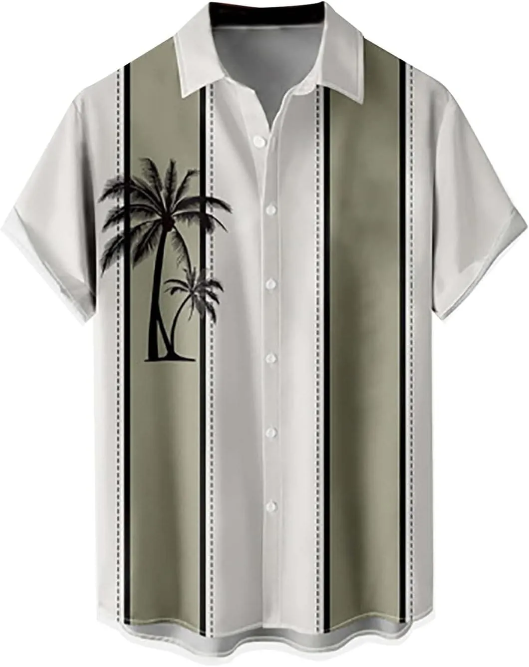 Men's Vintage Bowling Shirt Hipster Short Sleeve Button Down Hawaiian Shirts Big and Tall Summer Beach Casual Shirts