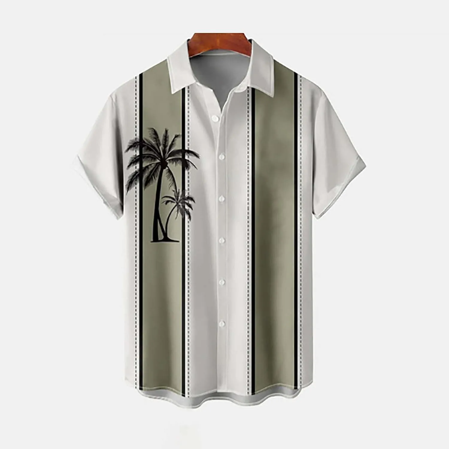 Men's Vintage Bowling Shirt Hipster Short Sleeve Button Down Hawaiian Shirts Big and Tall Summer Beach Casual Shirts