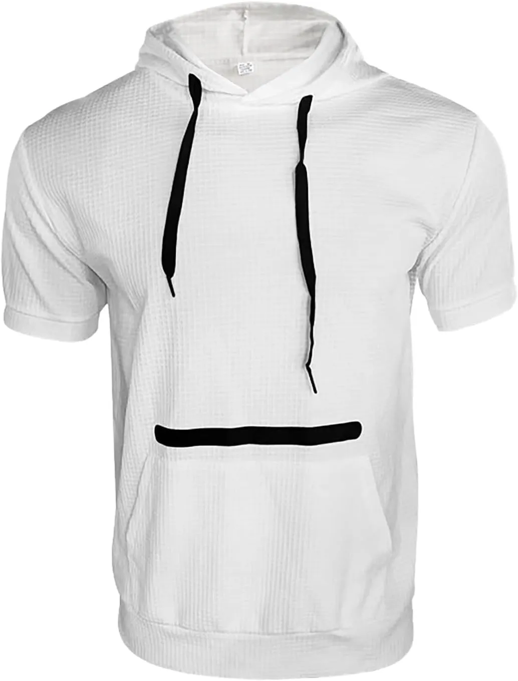 Mens Waffle Hoodies Short Sleeve Shirts with Pockets Drawstring 2025 Summer Casual Shirts Sweatshirts Pullover Tops