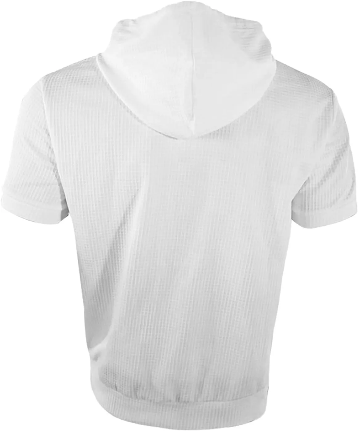 Mens Waffle Hoodies Short Sleeve Shirts with Pockets Drawstring 2025 Summer Casual Shirts Sweatshirts Pullover Tops