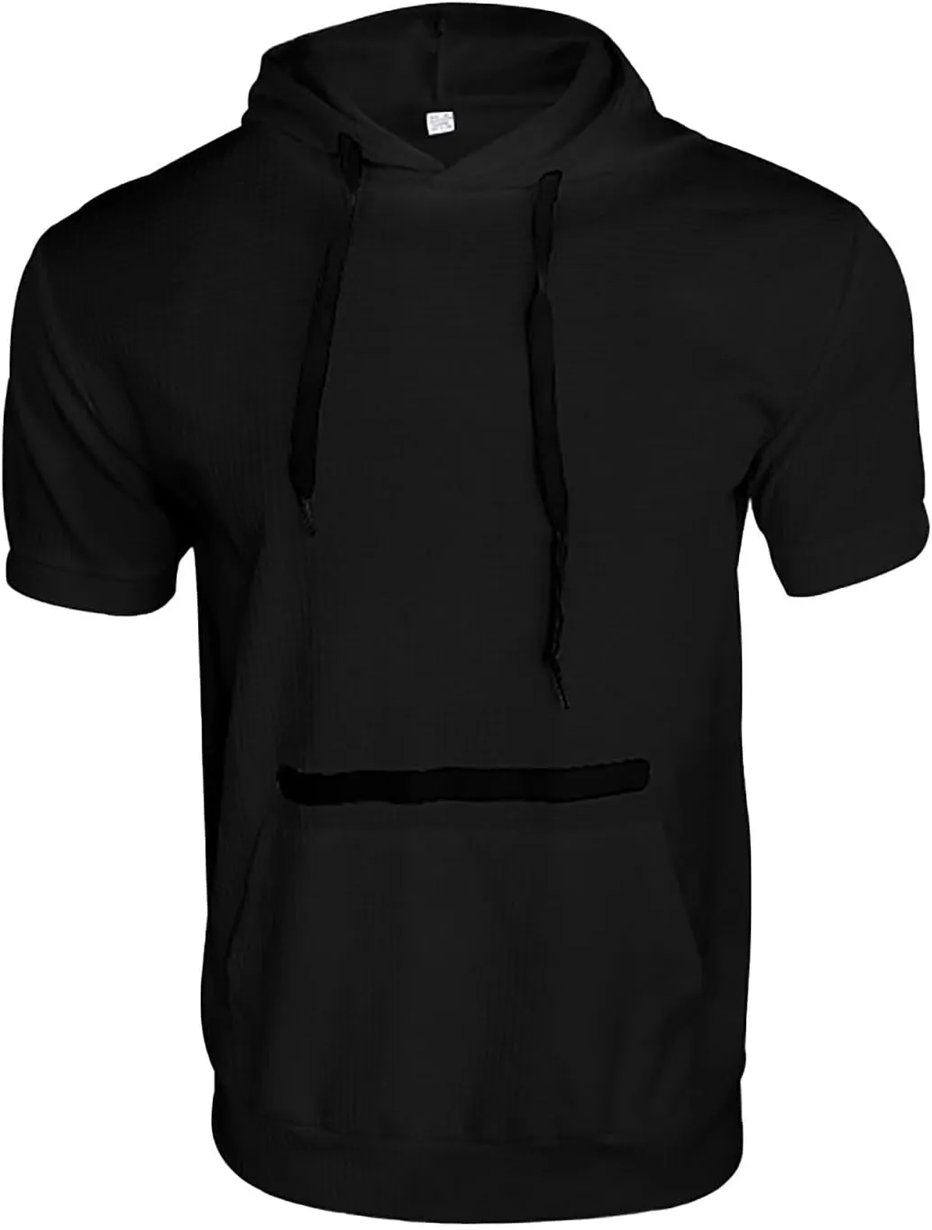 Mens Waffle Hoodies Short Sleeve Shirts with Pockets Drawstring 2025 Summer Casual Shirts Sweatshirts Pullover Tops