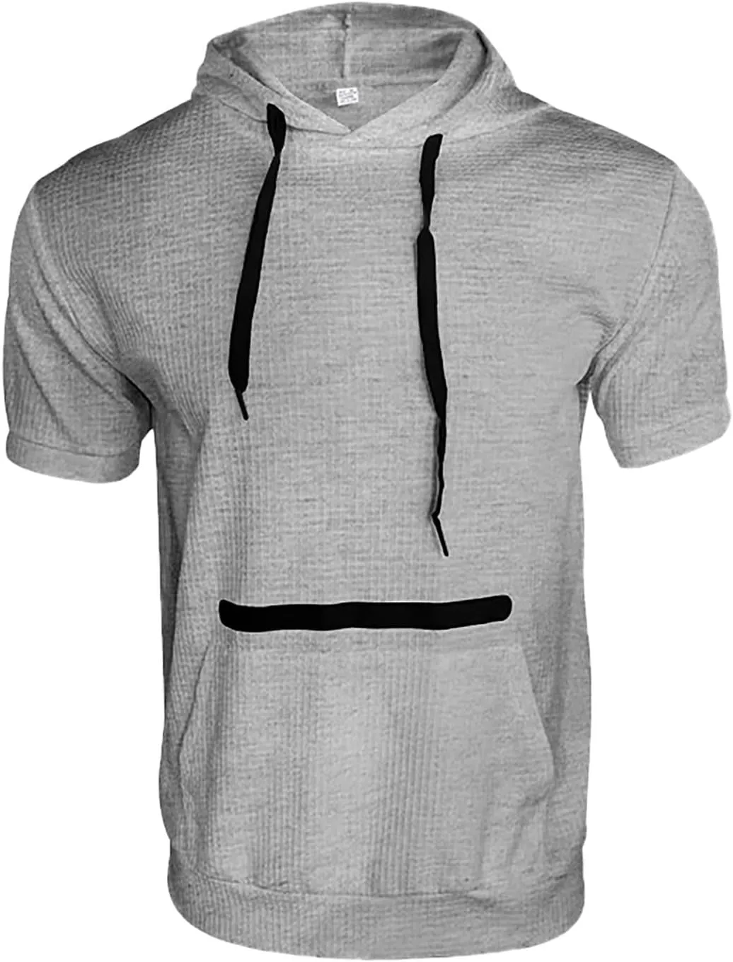 Mens Waffle Hoodies Short Sleeve Shirts with Pockets Drawstring 2025 Summer Casual Shirts Sweatshirts Pullover Tops