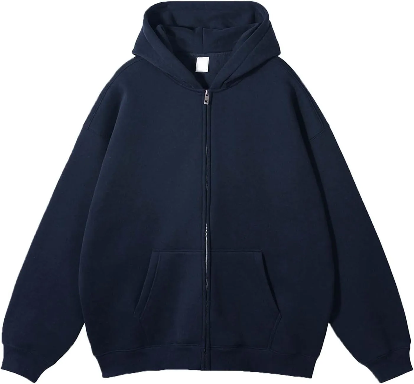 Mens Zip Up Hoodie Long Sleeve Drop Shoulder Oversized Jacket Drawstring Fashion Workout Fleece Pullover Sweatshirt