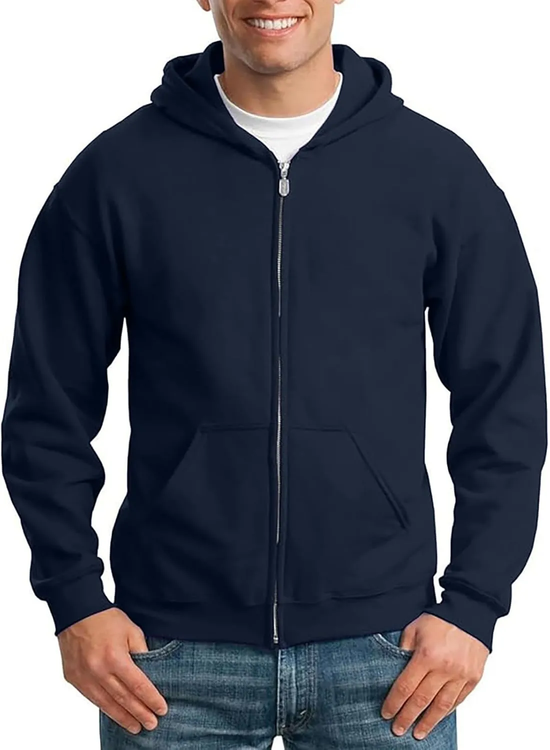 Mens Zip Up Hoodie Long Sleeve Drop Shoulder Oversized Jacket Drawstring Fashion Workout Fleece Pullover Sweatshirt