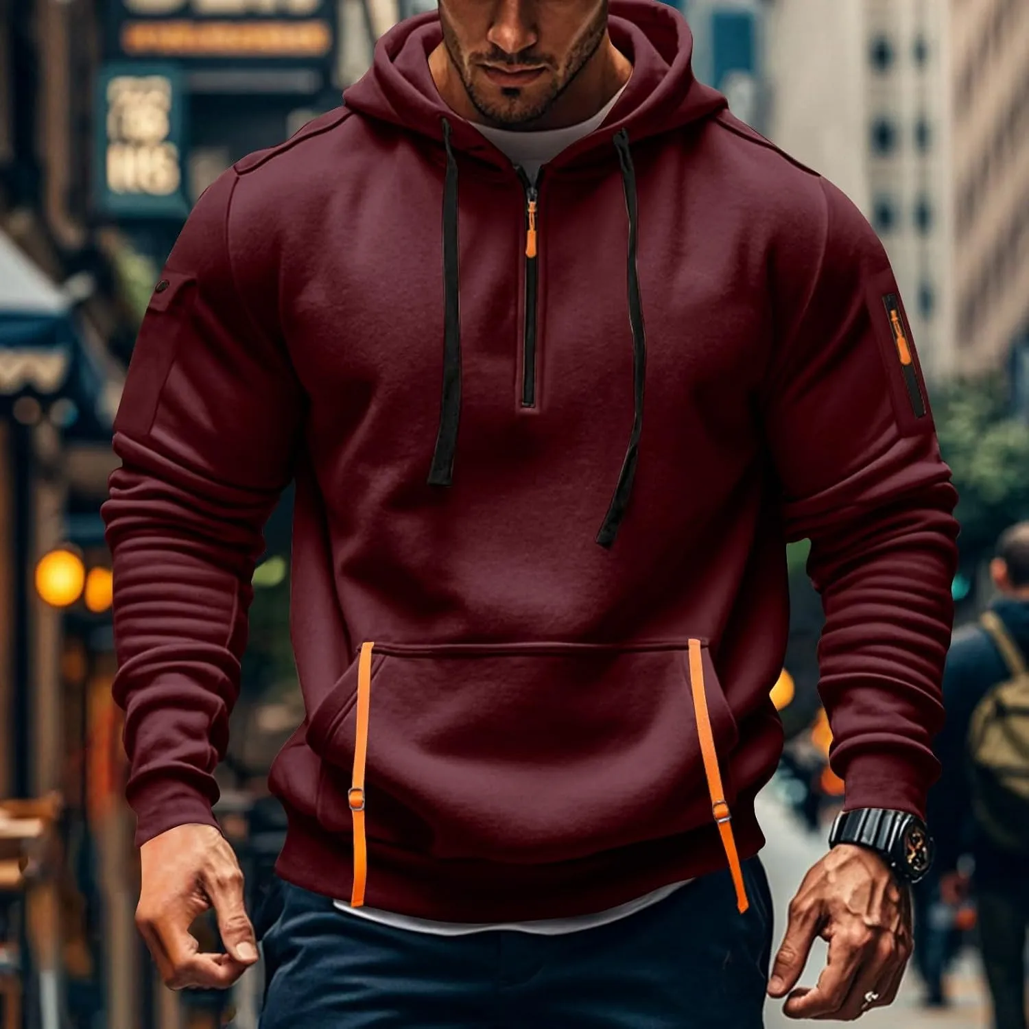 Mens Zip Up Hoodies With Pocket Casual Fashion Long Sleeve Graphic Oversized Pullover Sweatshirts