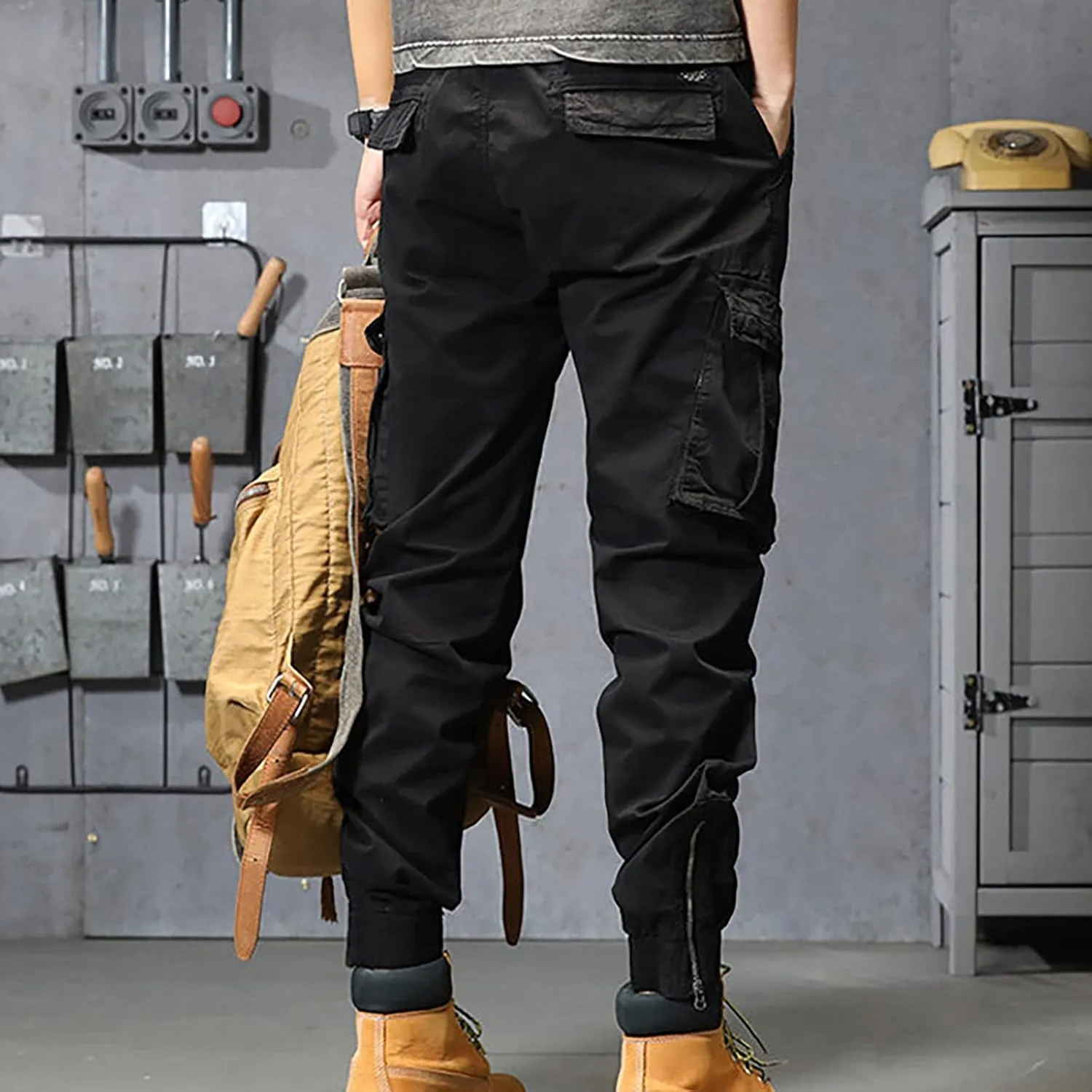 Men's Zipper Fly Flare Leg Pants Pantalones Blancos para Hombre Athletic Work Pants for Men Cotton Cargo Sweatpants