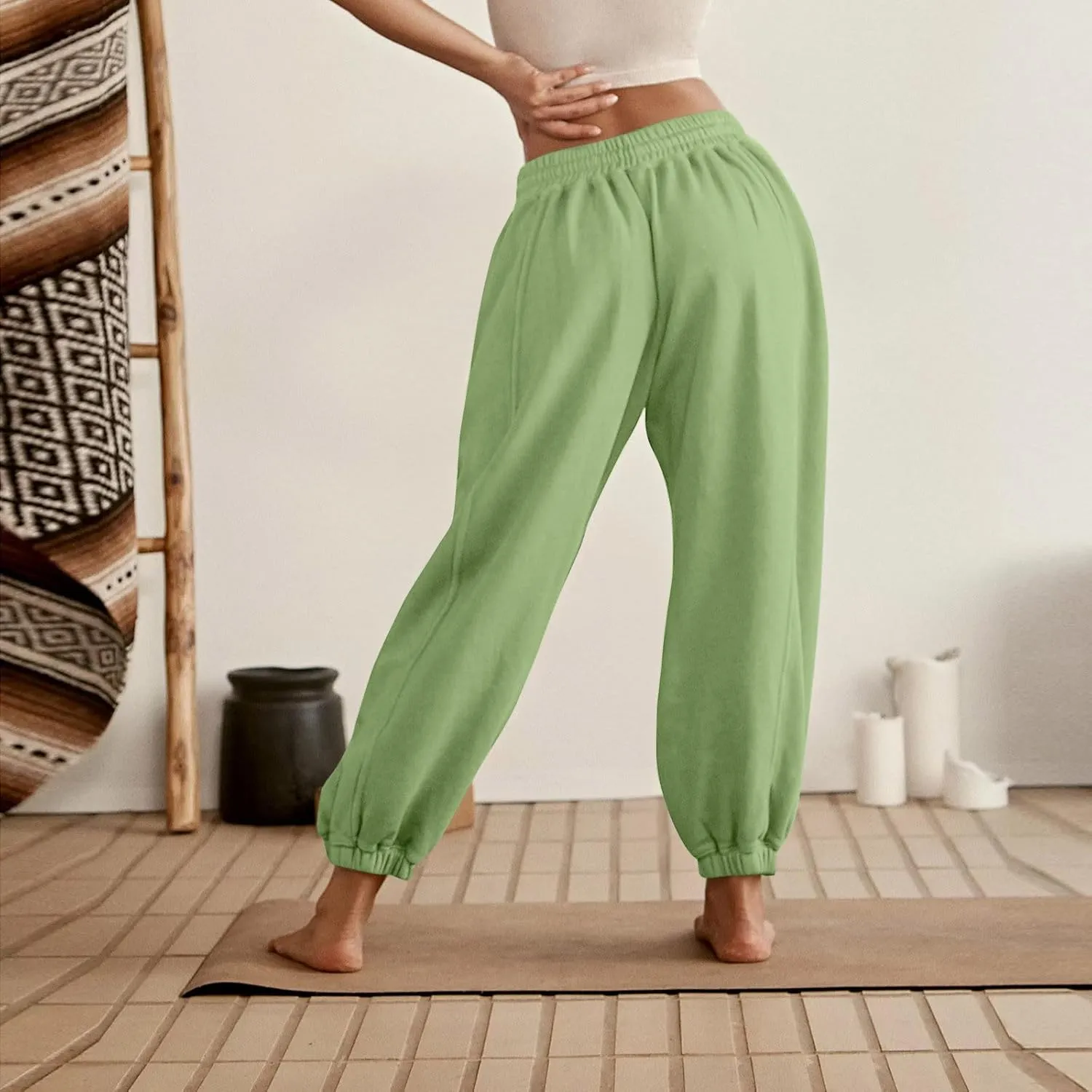 midelxp Womens Fleece High Waisted Sweatpants Baggy Comfy Stretch Workout Joggers Pants Casual Flowy Yoga Pants with Pockets