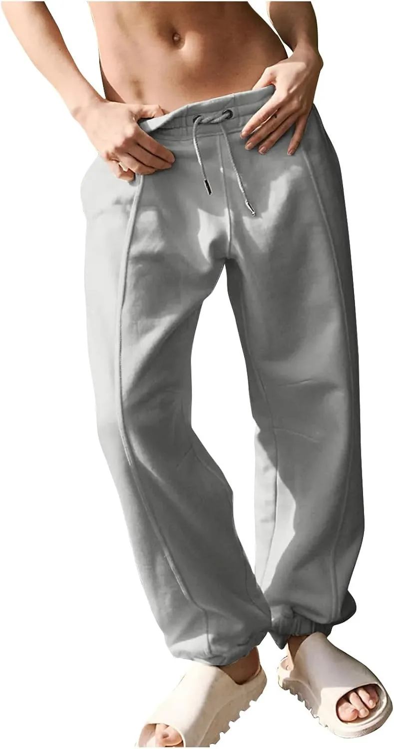 midelxp Womens Fleece High Waisted Sweatpants Baggy Comfy Stretch Workout Joggers Pants Casual Flowy Yoga Pants with Pockets