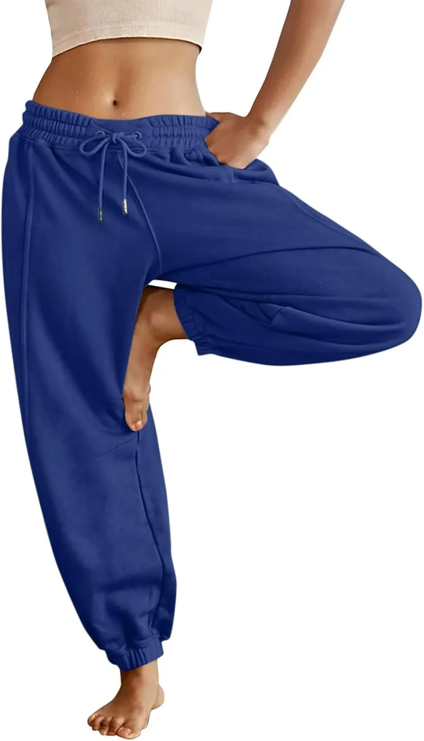 midelxp Womens Fleece High Waisted Sweatpants Baggy Comfy Stretch Workout Joggers Pants Casual Flowy Yoga Pants with Pockets