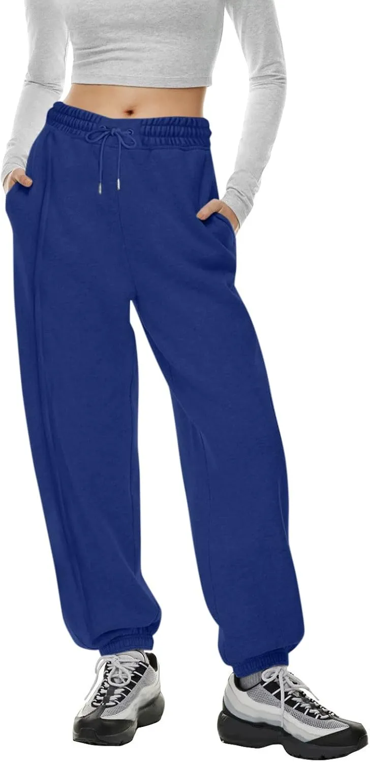 midelxp Womens Fleece High Waisted Sweatpants Baggy Comfy Stretch Workout Joggers Pants Casual Flowy Yoga Pants with Pockets