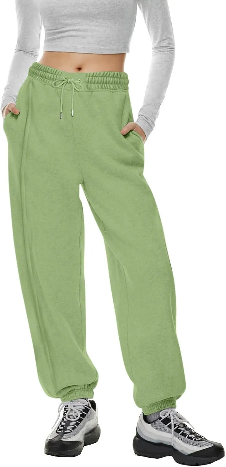 midelxp Womens Fleece High Waisted Sweatpants Baggy Comfy Stretch Workout Joggers Pants Casual Flowy Yoga Pants with Pockets