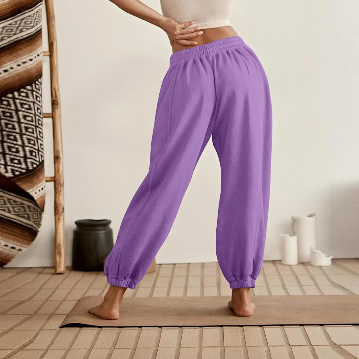 midelxp Womens Fleece High Waisted Sweatpants Baggy Comfy Stretch Workout Joggers Pants Casual Flowy Yoga Pants with Pockets