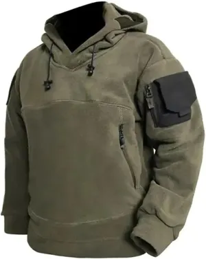 Military Hoodies for Men Tactical Adventure Hood Sweatshirt Winter Thermal Hiking Outerwear Hipster Cargo Pullover Top