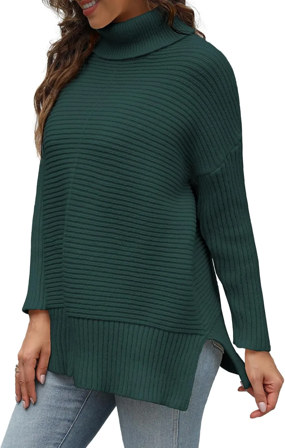 MixShe Womens Sweaters Fall Fashion Clothes Long Sleeve Tops Casual Turtleneck Shirts Ladies Trendy Cozy Pullover Sweatshirt