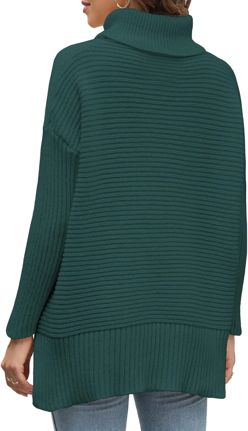 MixShe Womens Sweaters Fall Fashion Clothes Long Sleeve Tops Casual Turtleneck Shirts Ladies Trendy Cozy Pullover Sweatshirt