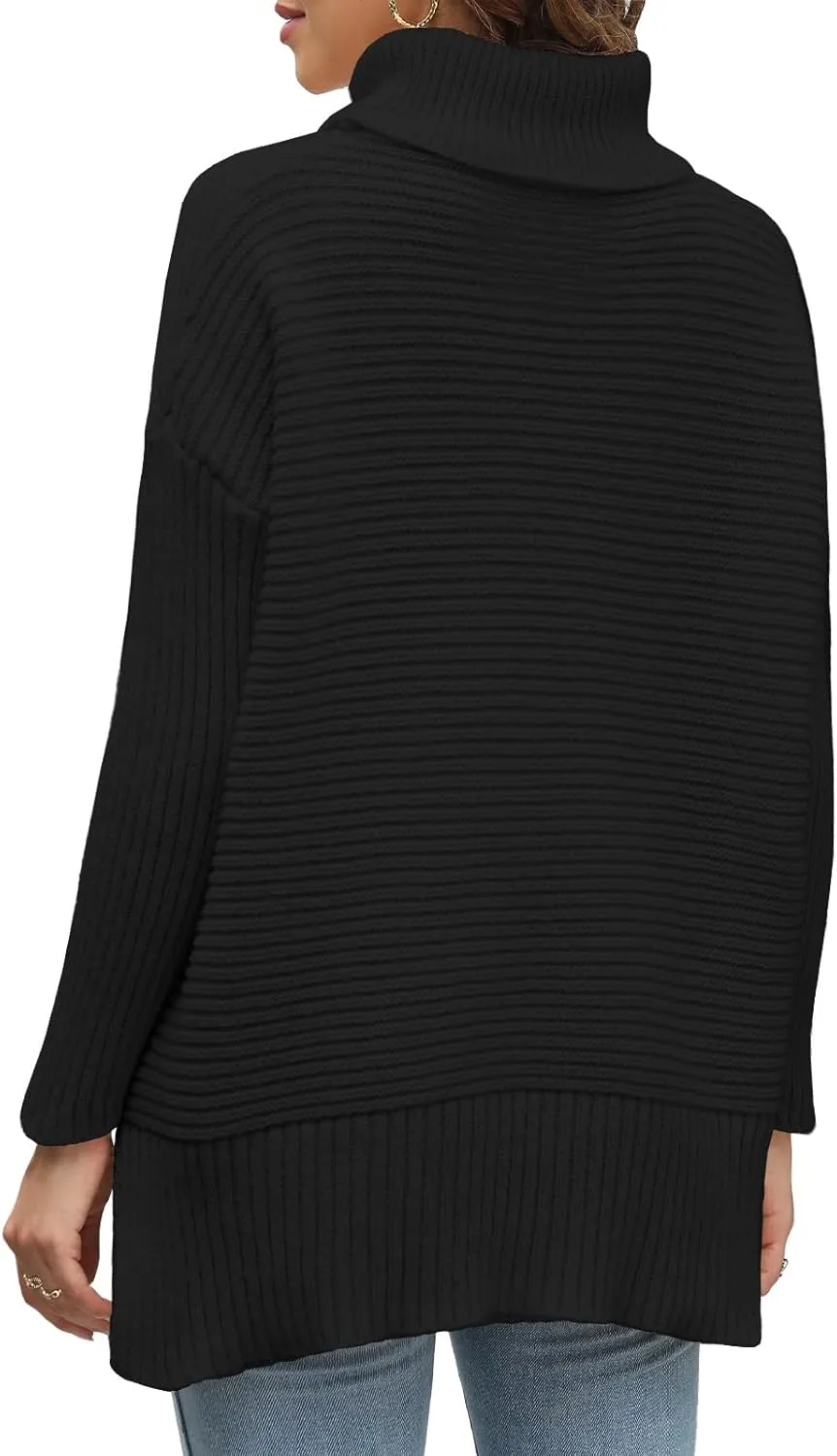 MixShe Womens Sweaters Fall Fashion Clothes Long Sleeve Tops Casual Turtleneck Shirts Ladies Trendy Cozy Pullover Sweatshirt
