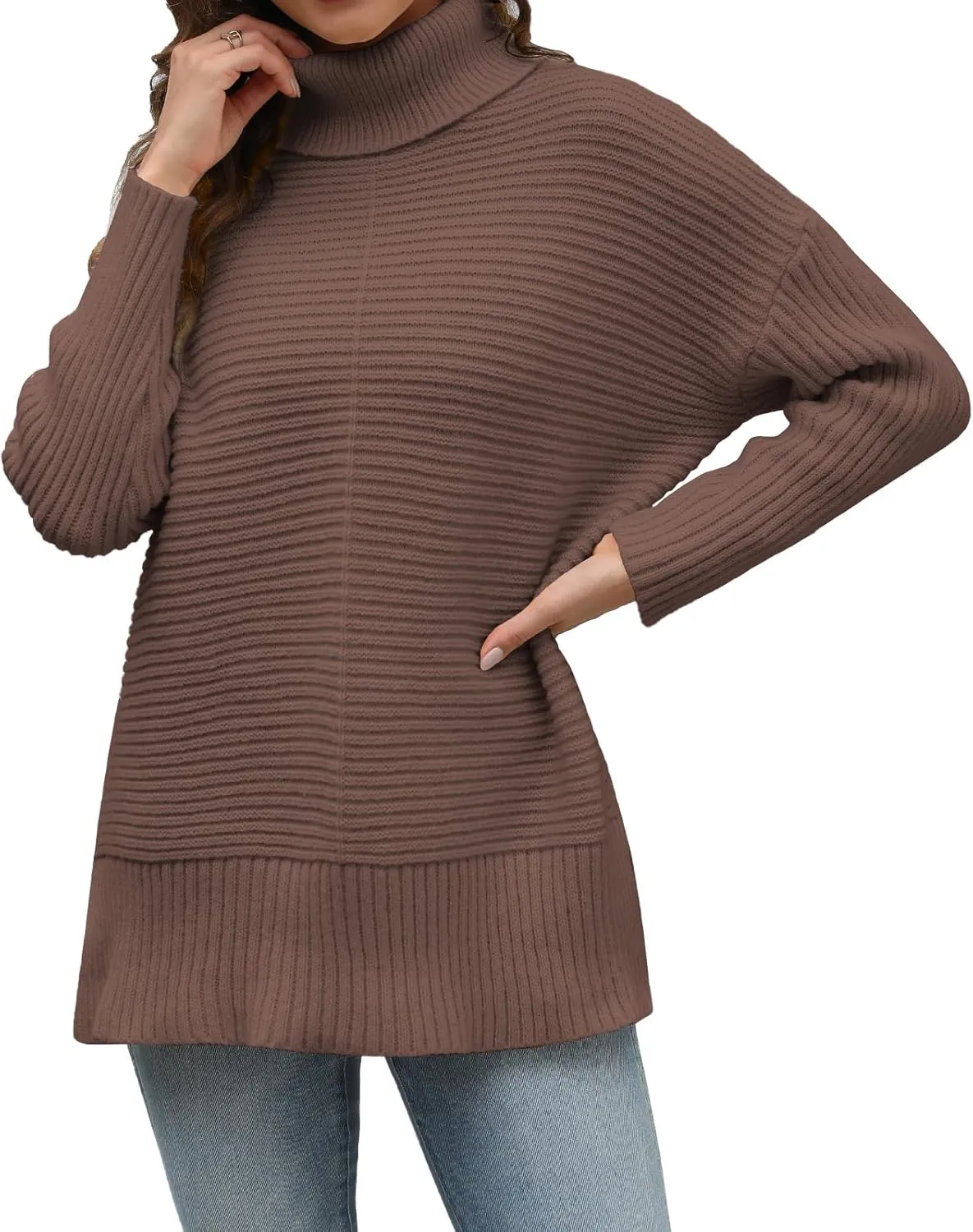 MixShe Womens Sweaters Fall Fashion Clothes Long Sleeve Tops Casual Turtleneck Shirts Ladies Trendy Cozy Pullover Sweatshirt