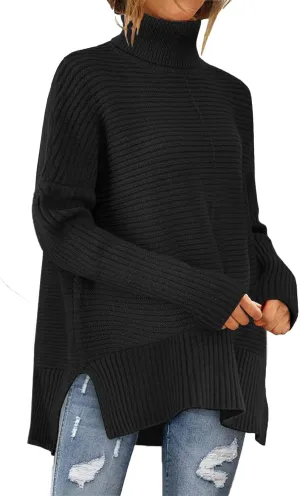 MixShe Womens Sweaters Fall Fashion Clothes Long Sleeve Tops Casual Turtleneck Shirts Ladies Trendy Cozy Pullover Sweatshirt