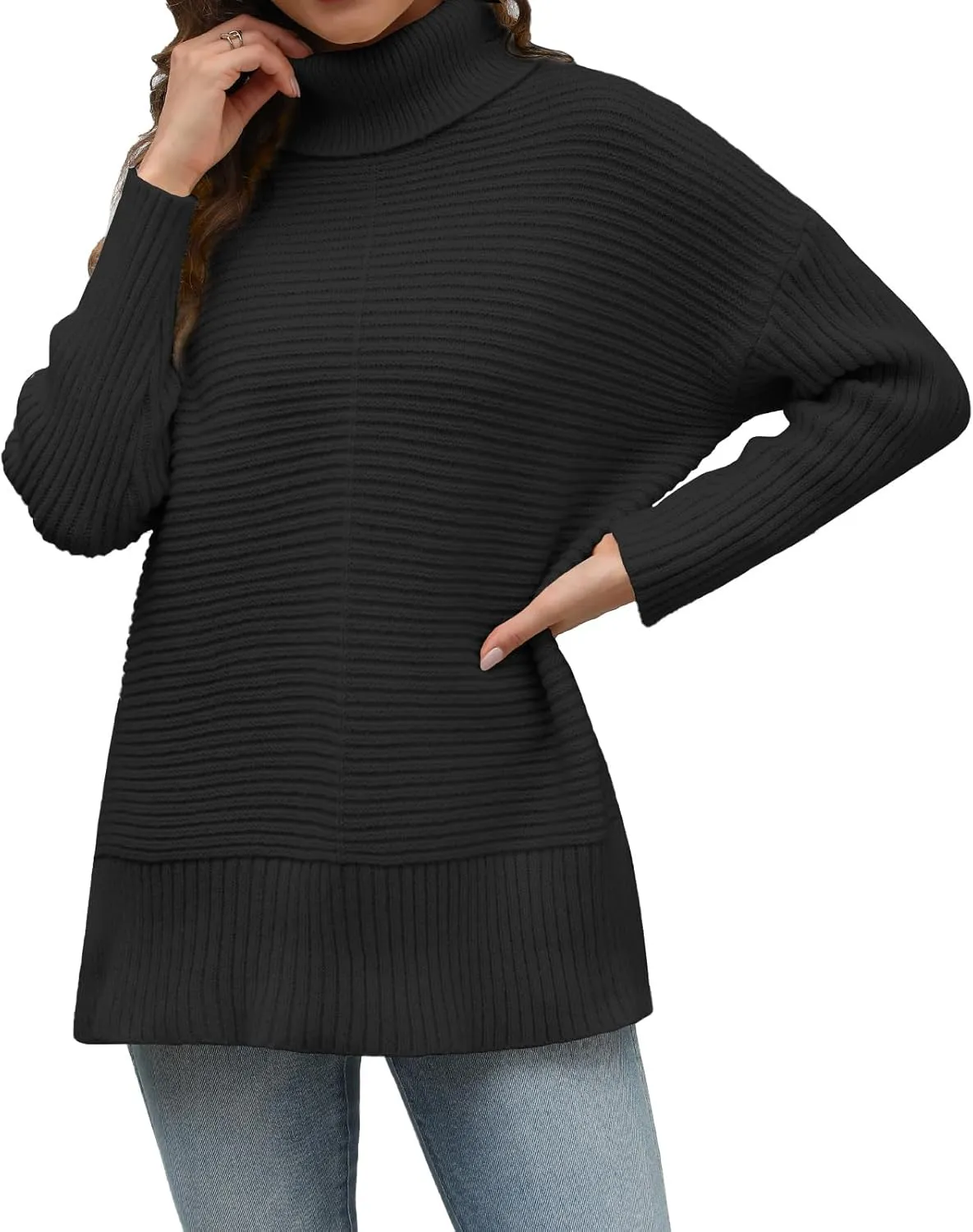 MixShe Womens Sweaters Fall Fashion Clothes Long Sleeve Tops Casual Turtleneck Shirts Ladies Trendy Cozy Pullover Sweatshirt