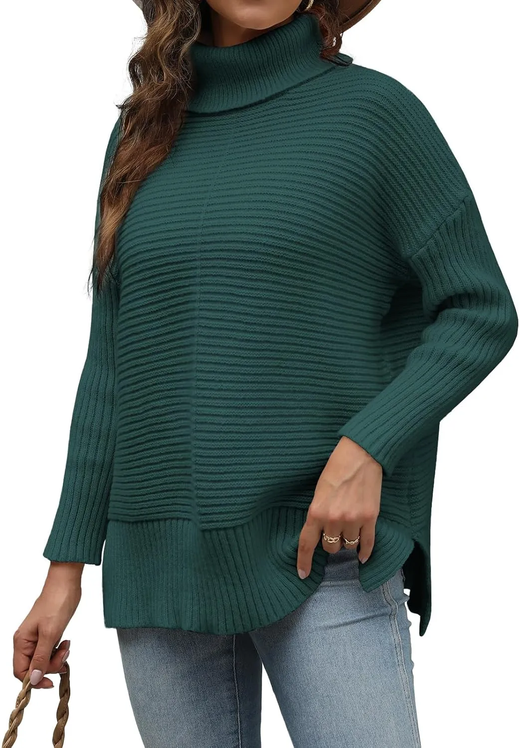 MixShe Womens Sweaters Fall Fashion Clothes Long Sleeve Tops Casual Turtleneck Shirts Ladies Trendy Cozy Pullover Sweatshirt