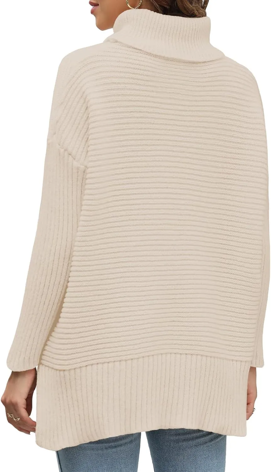 MixShe Womens Sweaters Fall Fashion Clothes Long Sleeve Tops Casual Turtleneck Shirts Ladies Trendy Cozy Pullover Sweatshirt