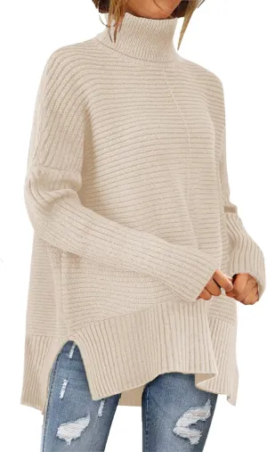 MixShe Womens Sweaters Fall Fashion Clothes Long Sleeve Tops Casual Turtleneck Shirts Ladies Trendy Cozy Pullover Sweatshirt