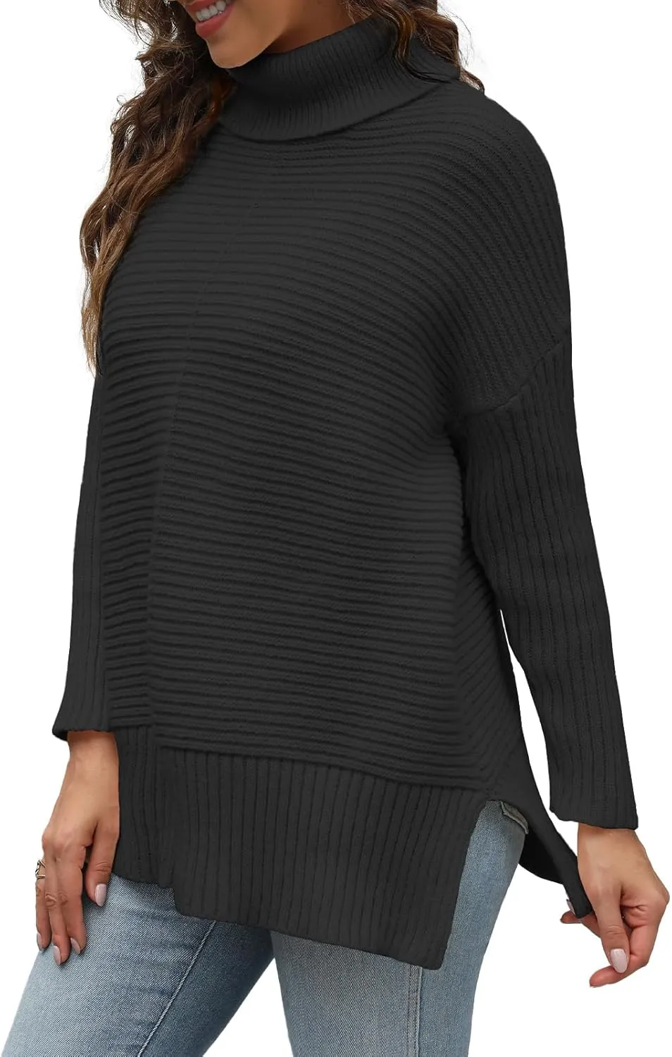 MixShe Womens Sweaters Fall Fashion Clothes Long Sleeve Tops Casual Turtleneck Shirts Ladies Trendy Cozy Pullover Sweatshirt