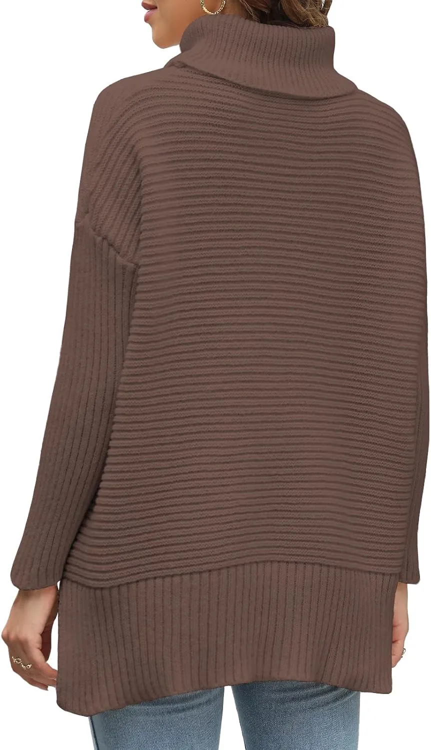 MixShe Womens Sweaters Fall Fashion Clothes Long Sleeve Tops Casual Turtleneck Shirts Ladies Trendy Cozy Pullover Sweatshirt