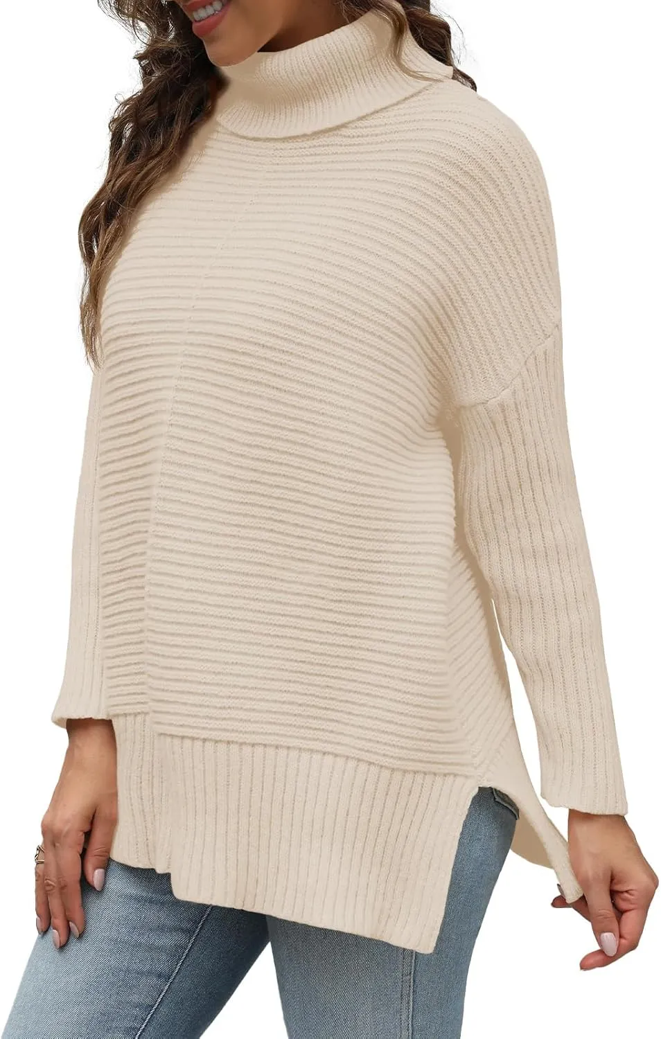 MixShe Womens Sweaters Fall Fashion Clothes Long Sleeve Tops Casual Turtleneck Shirts Ladies Trendy Cozy Pullover Sweatshirt