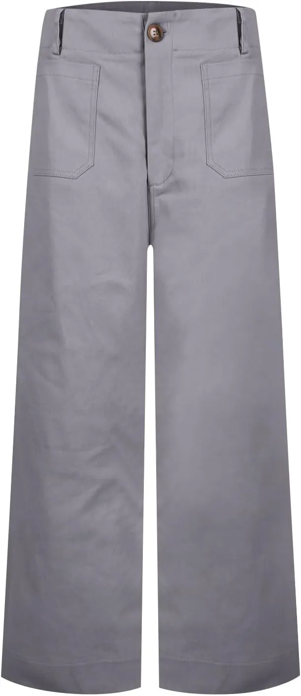 NBXNZWF Womens Wide Leg Cropped Pants Stretch Twill Jeans with Patch Pocket Straight Leg High Waisted Chino Casual Jeans