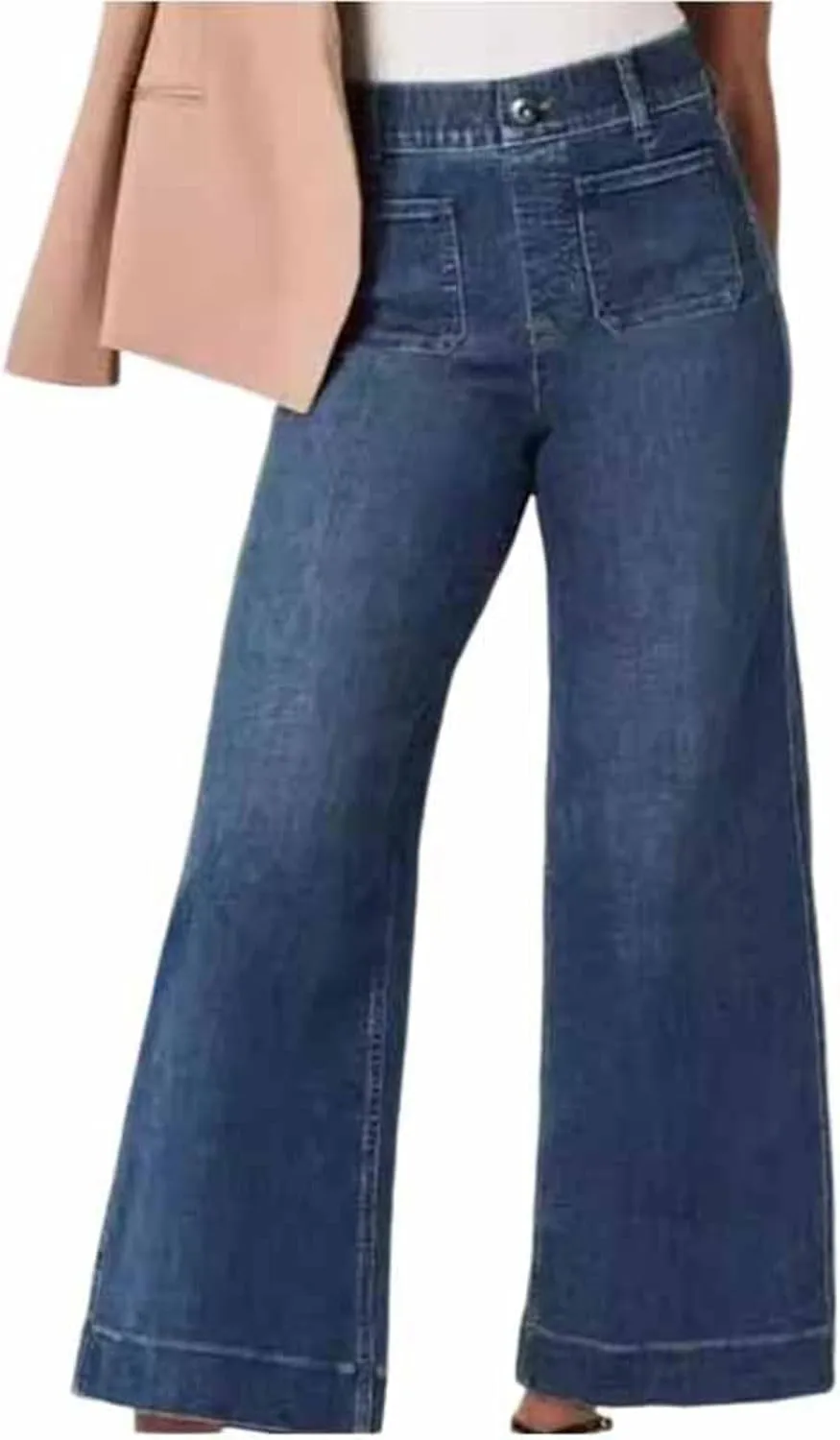 Obormi Cropped Jeans,Curvahouse High Waisted Stretchy Denim Pants for Womens,Tummy Control Cropped Wide-Leg Jeans