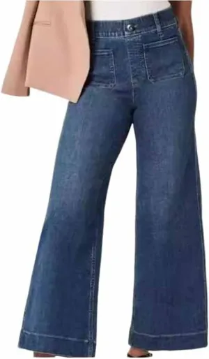 Obormi Cropped Jeans,Curvahouse High Waisted Stretchy Denim Pants for Womens,Tummy Control Cropped Wide-Leg Jeans