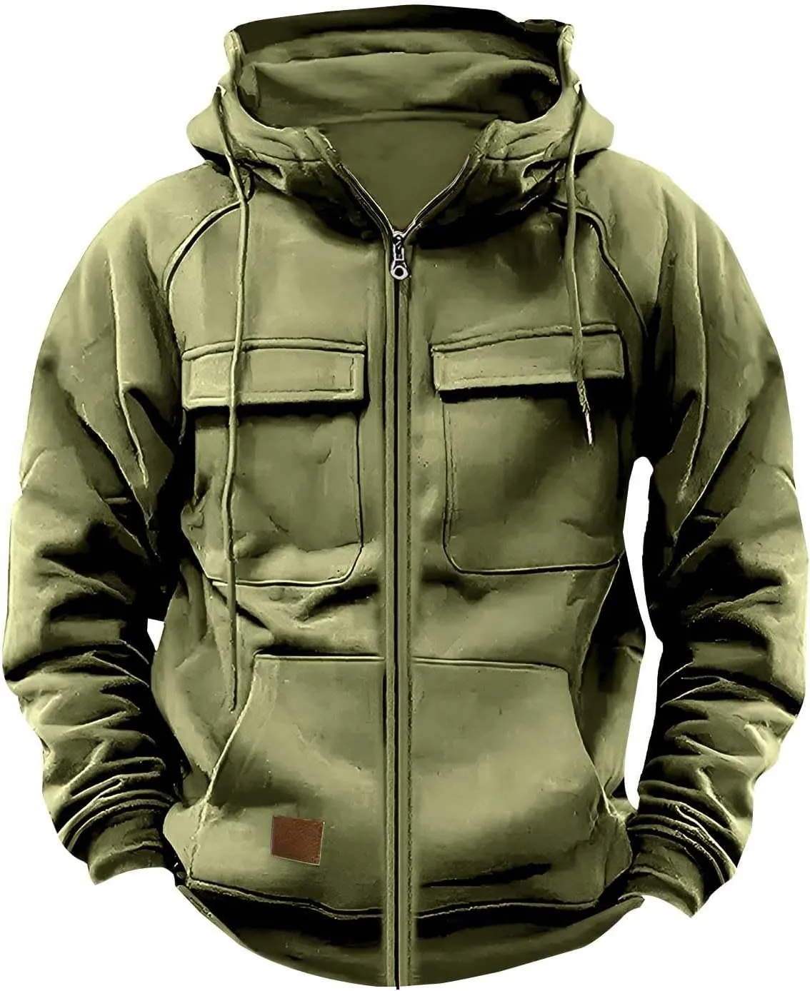 Ogiraw Tactical Hoodies for Men 2024 Quater-Zip Pullover Vintage Sweatshirt Casual Long Sleeve Cargo Hoodies with Pocket