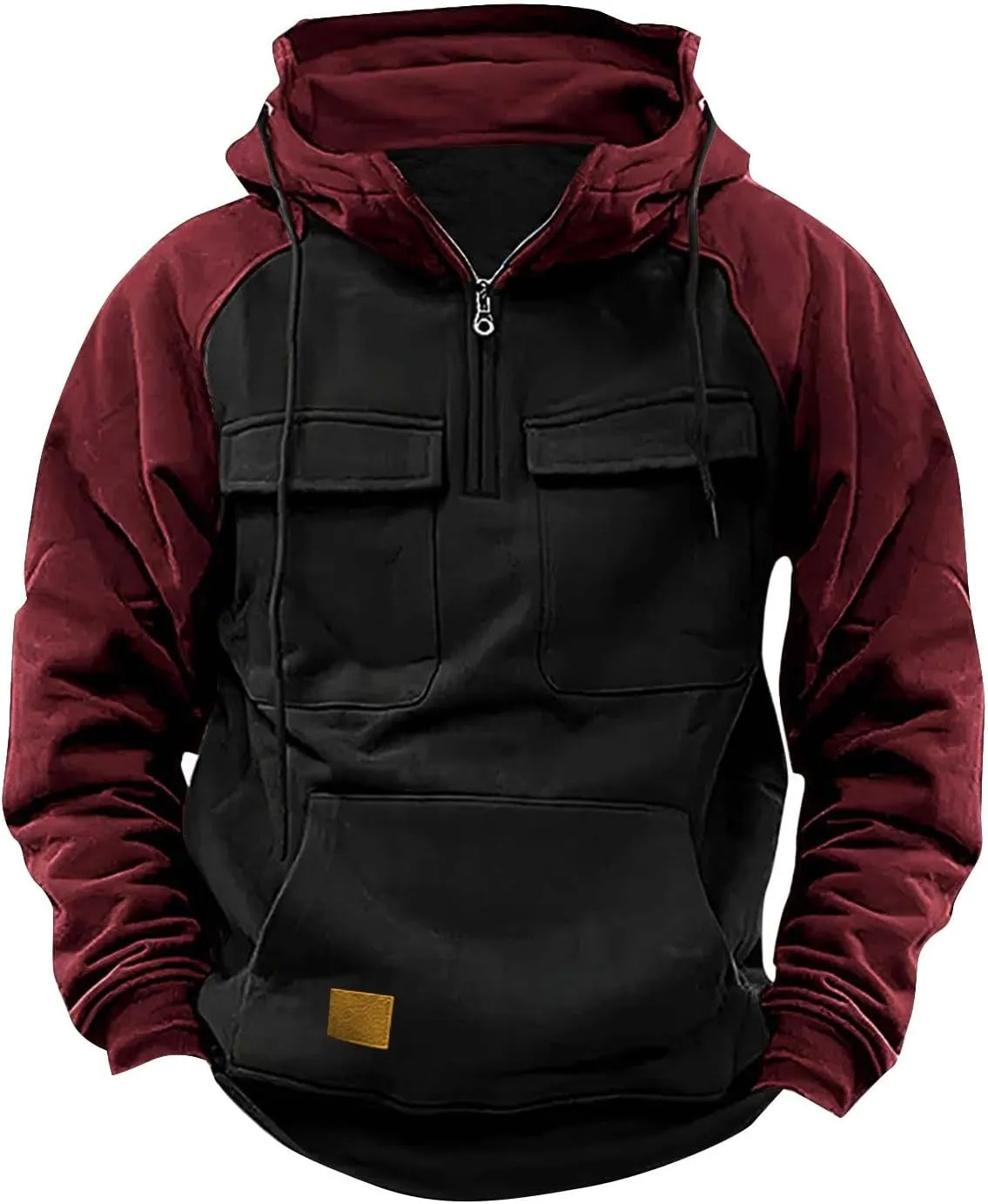 Ogiraw Tactical Hoodies for Men 2024 Quater-Zip Pullover Vintage Sweatshirt Casual Long Sleeve Cargo Hoodies with Pocket