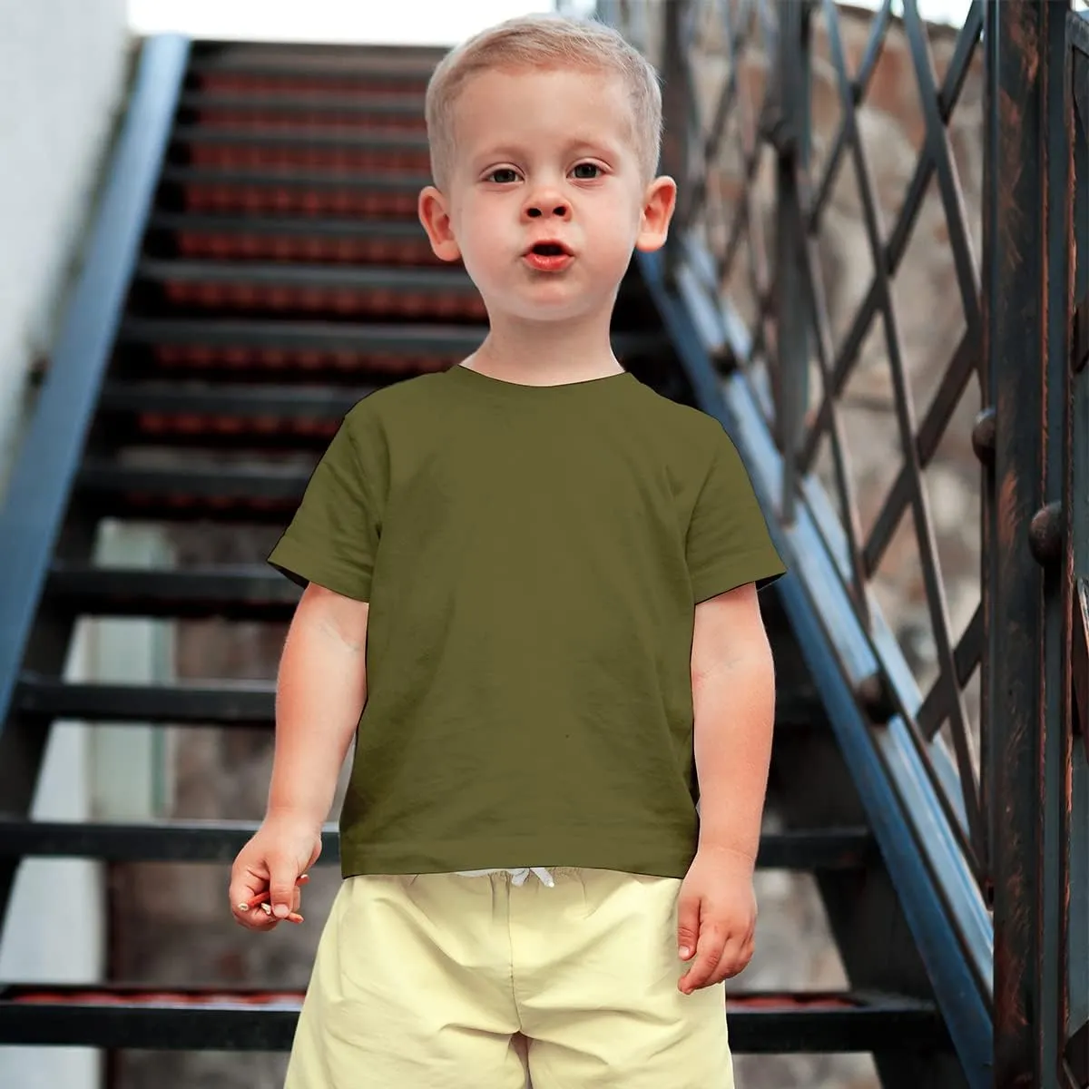OPAWO Unisex Infant Baby Crew Neck T-Shirt 4 Pack Toddler Short Sleeve Solid Color Tees Shirts for Boys Girls 6 Months-5T