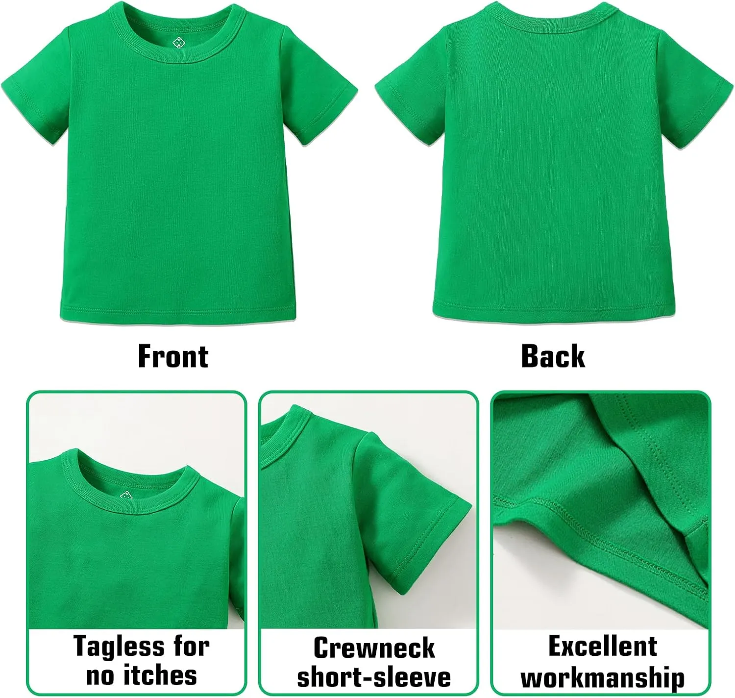 OPAWO Unisex Infant Baby Crew Neck T-Shirt 4 Pack Toddler Short Sleeve Solid Color Tees Shirts for Boys Girls 6 Months-5T
