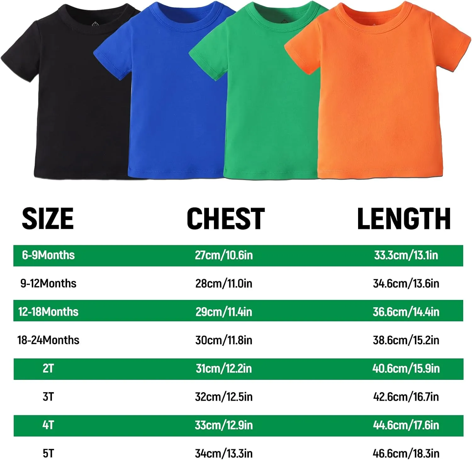OPAWO Unisex Infant Baby Crew Neck T-Shirt 4 Pack Toddler Short Sleeve Solid Color Tees Shirts for Boys Girls 6 Months-5T