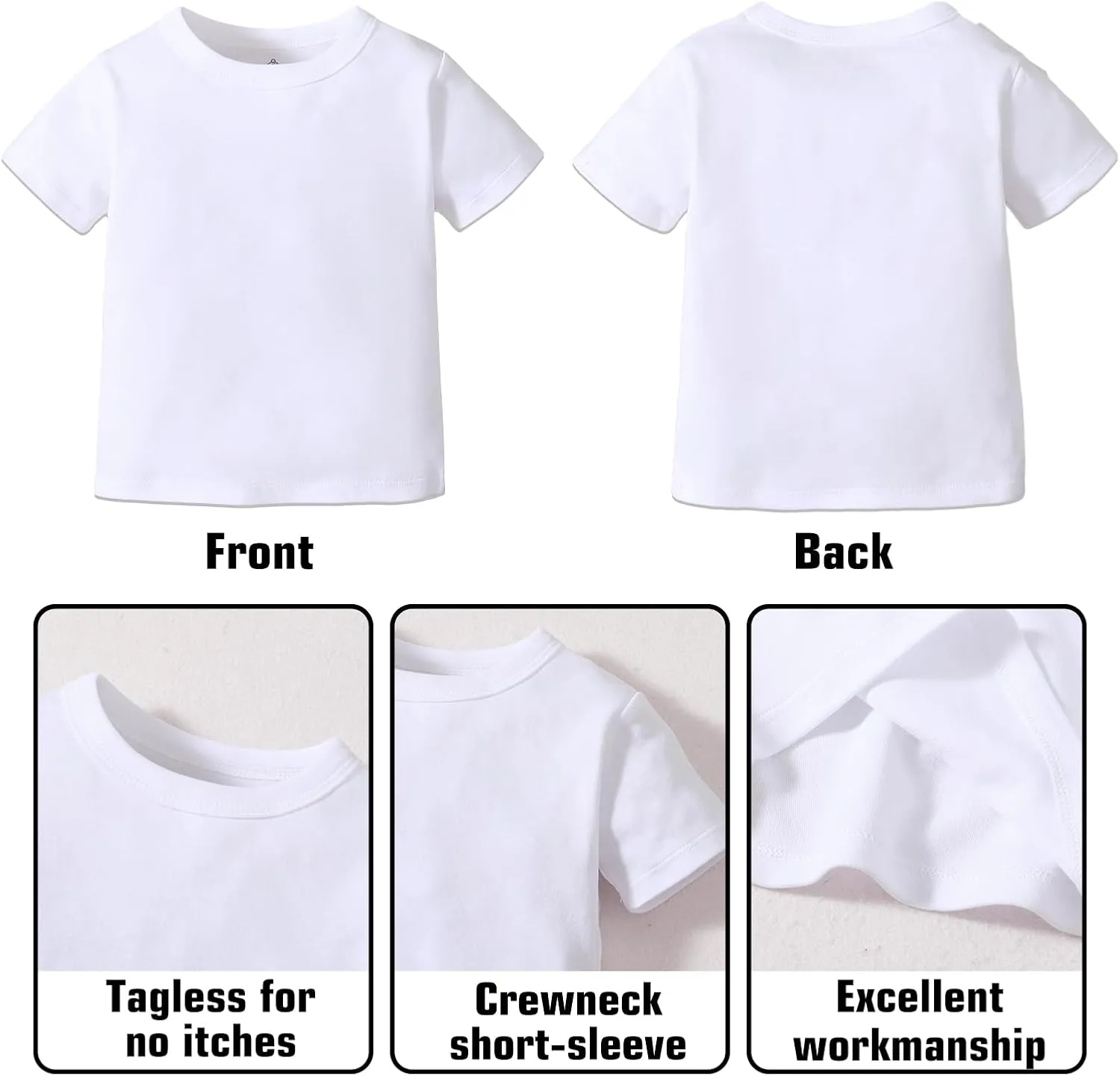 OPAWO Unisex Infant Baby Crew Neck T-Shirt 4 Pack Toddler Short Sleeve Solid Color Tees Shirts for Boys Girls 6 Months-5T
