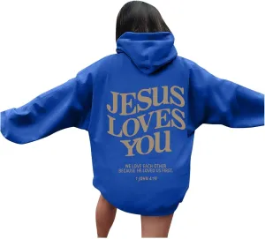 Oversized Hoodie for Women Thankful Grateful Blessed Letter Printede Hooded Hoodies Causal Sweatshirts with Pocket Pullover