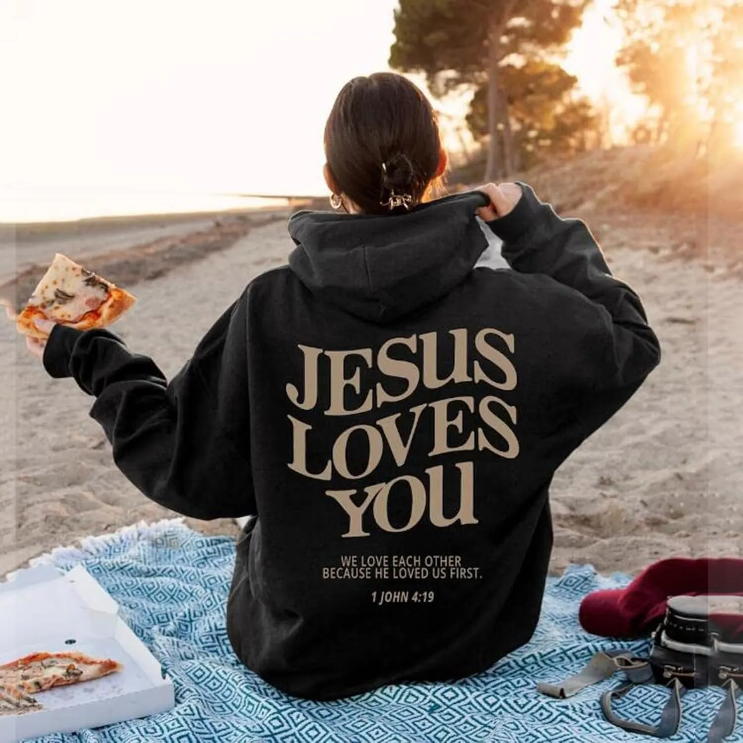 Oversized Hoodies For Women Pray About It As Much As You Think About It Letter Print Pullover Tops With Pocket Fall Winter