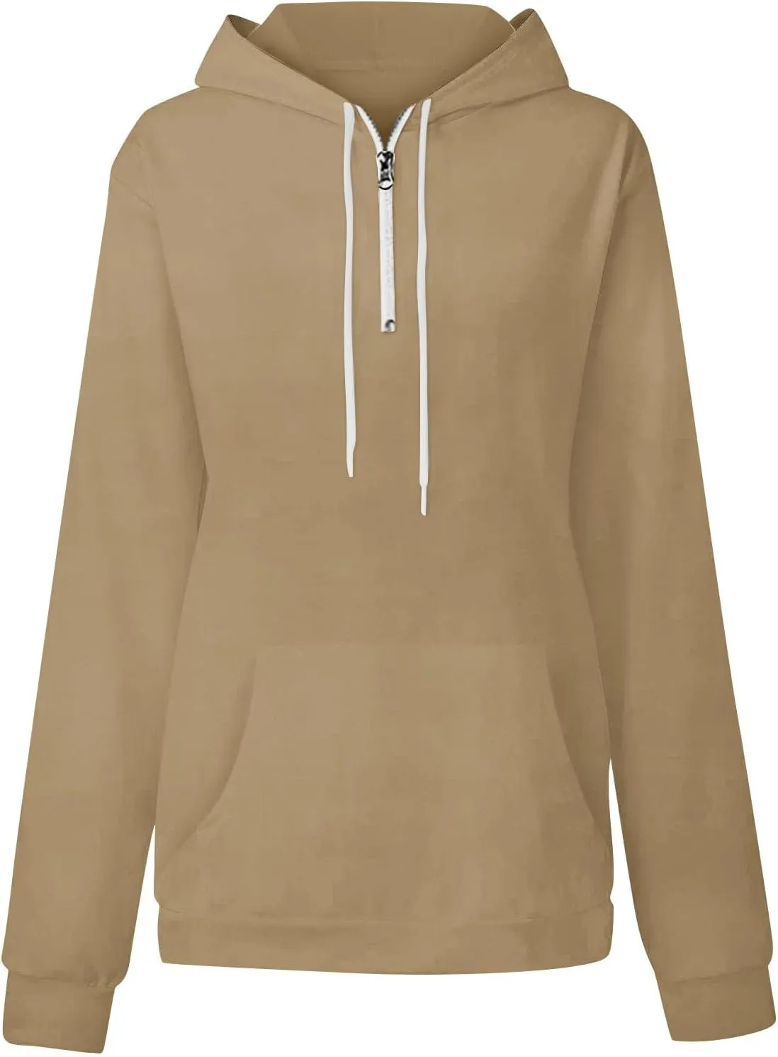 Oversized Hoodies for Women Y2k Trendy Fleece Quarter Zip Pullover Drawstring Long Sleeve Hooded Sweatshirt w/Pockets