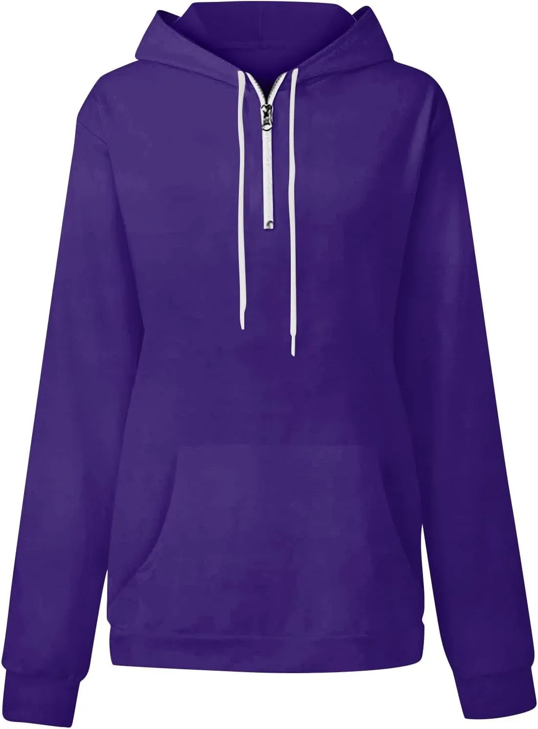 Oversized Hoodies for Women Y2k Trendy Fleece Quarter Zip Pullover Drawstring Long Sleeve Hooded Sweatshirt w/Pockets