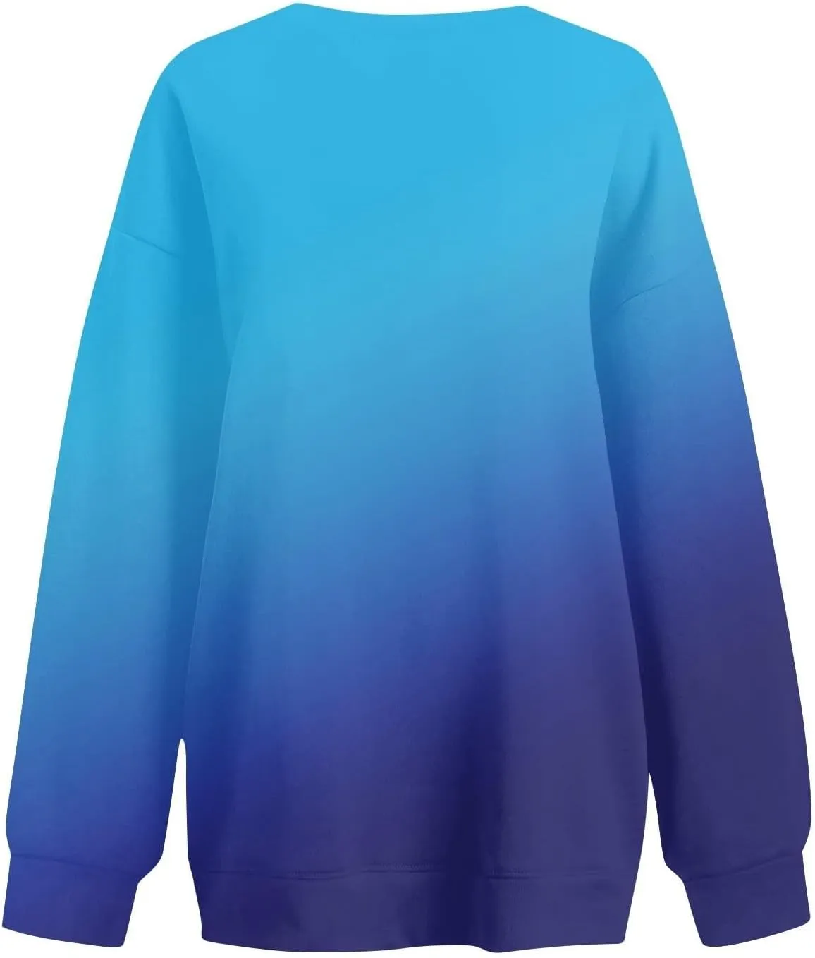 Oversized Sweatshirt for Women Gradient Color Tie-Dye Print Casual Crewneck Sweater Tops Loose Fit Long Sleeve Clothes