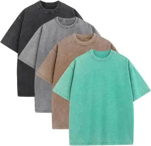 Oversized Tshirts for Men Gym Vintage Heavyweight T Shirts Cotton Workout Acid Wash Baggy Tees LTX006